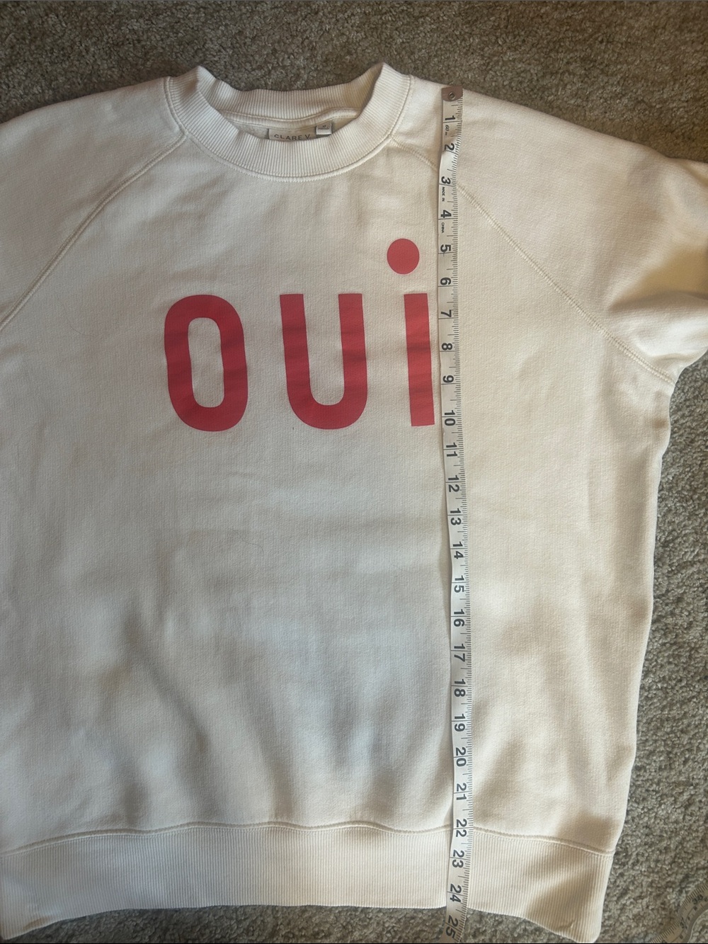 Clare V. | Oui Sweatshirt in Cream with Bright Poppy - Picture 11 of 13